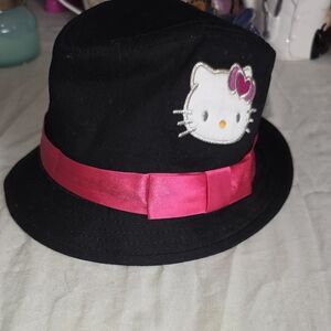 Hello Kitty Fedora Hat Girls Small Pink Black